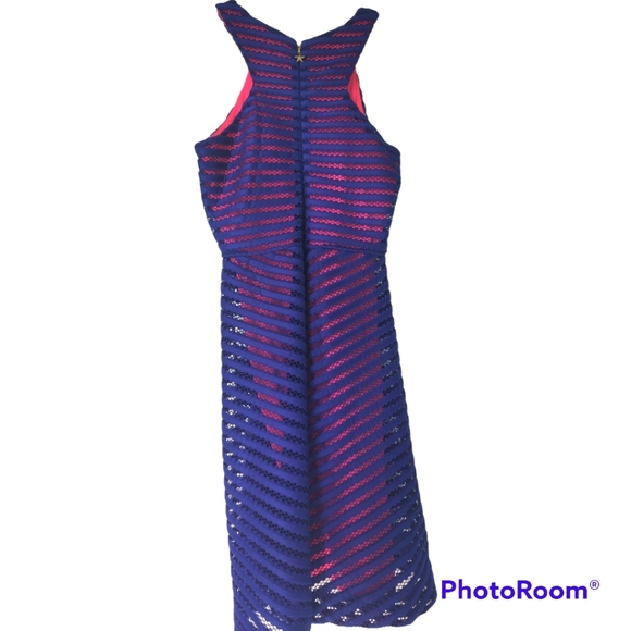 XS Lilly Pulitzer Megyn fit and flare dress in royal blue and hot pink - Picture 2 of 4